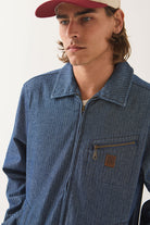 Men's Mechanic Garage Zip Jacket in the color Indigo Herringbone - Additional Fit image