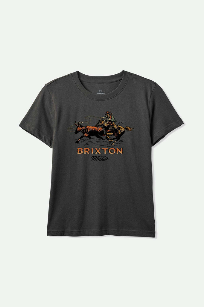 Brixton Women's Wrangling Vintage Crew T-Shirt - Washed Black | Main