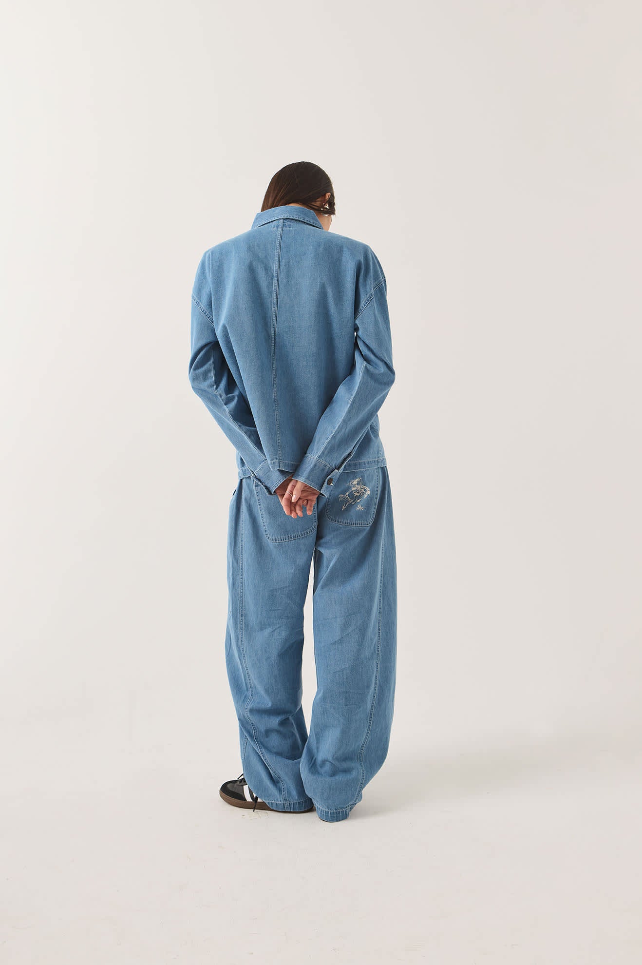 Women's Barn Jacket in the color Light Stone Wash - Women's Back View