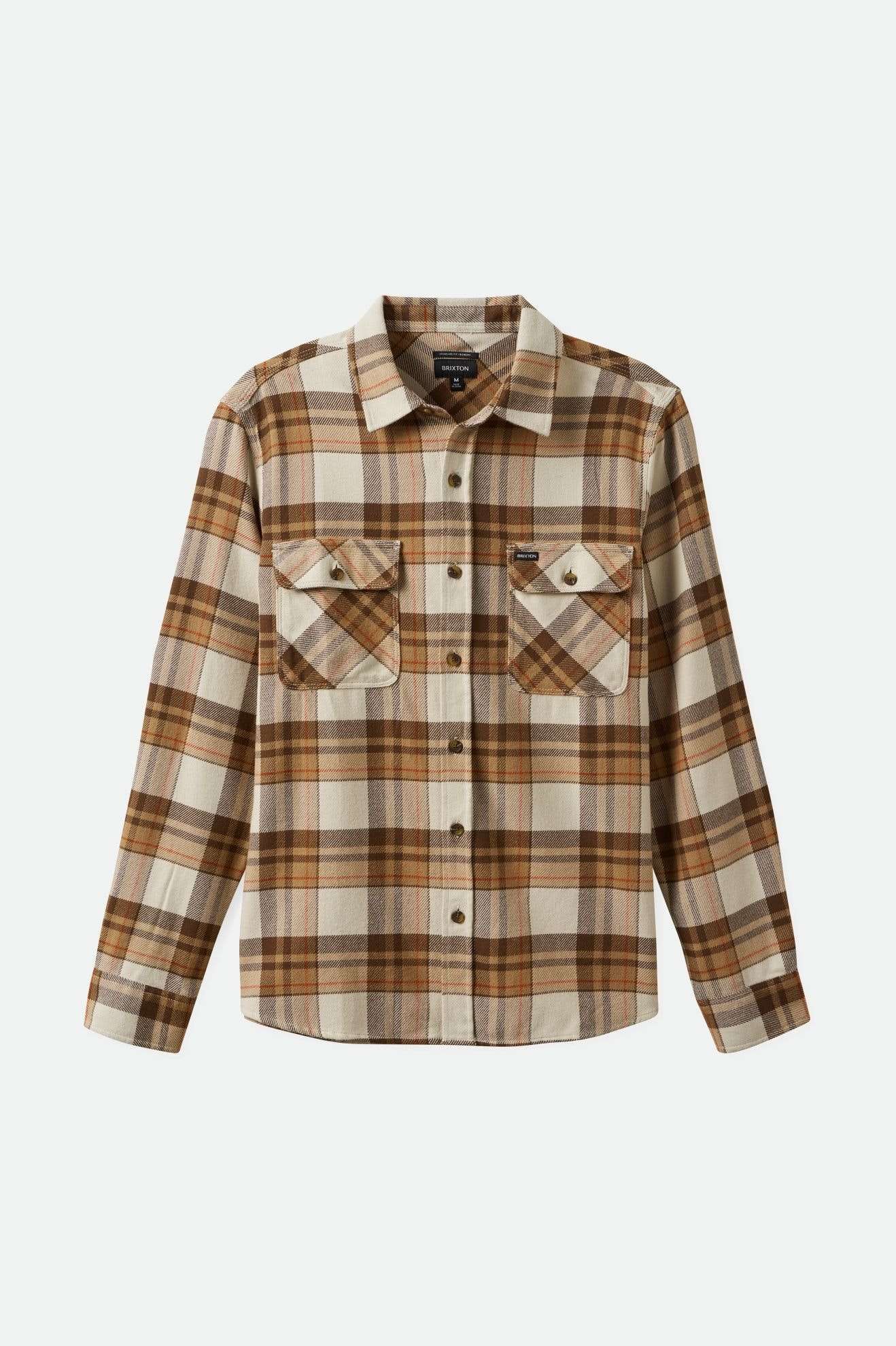 Brixton Men's Bowery L/S Flannel - Whitecap/Pinecone Brown/Burro Brown | Main