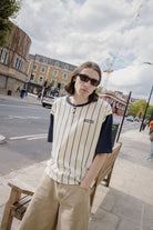 Men's Boxy Baseball T-Shirt in the color Off White Stripe/Washed Navy - Men's Lifestyle image