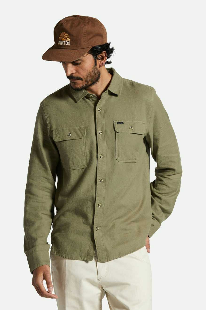 Bowery Lightweight Ultra Soft L/S Flannel - Olive Surplus