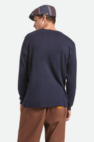 Men's Vintage Ribbed L/S Henley in the color Washed Navy - Men's Back View