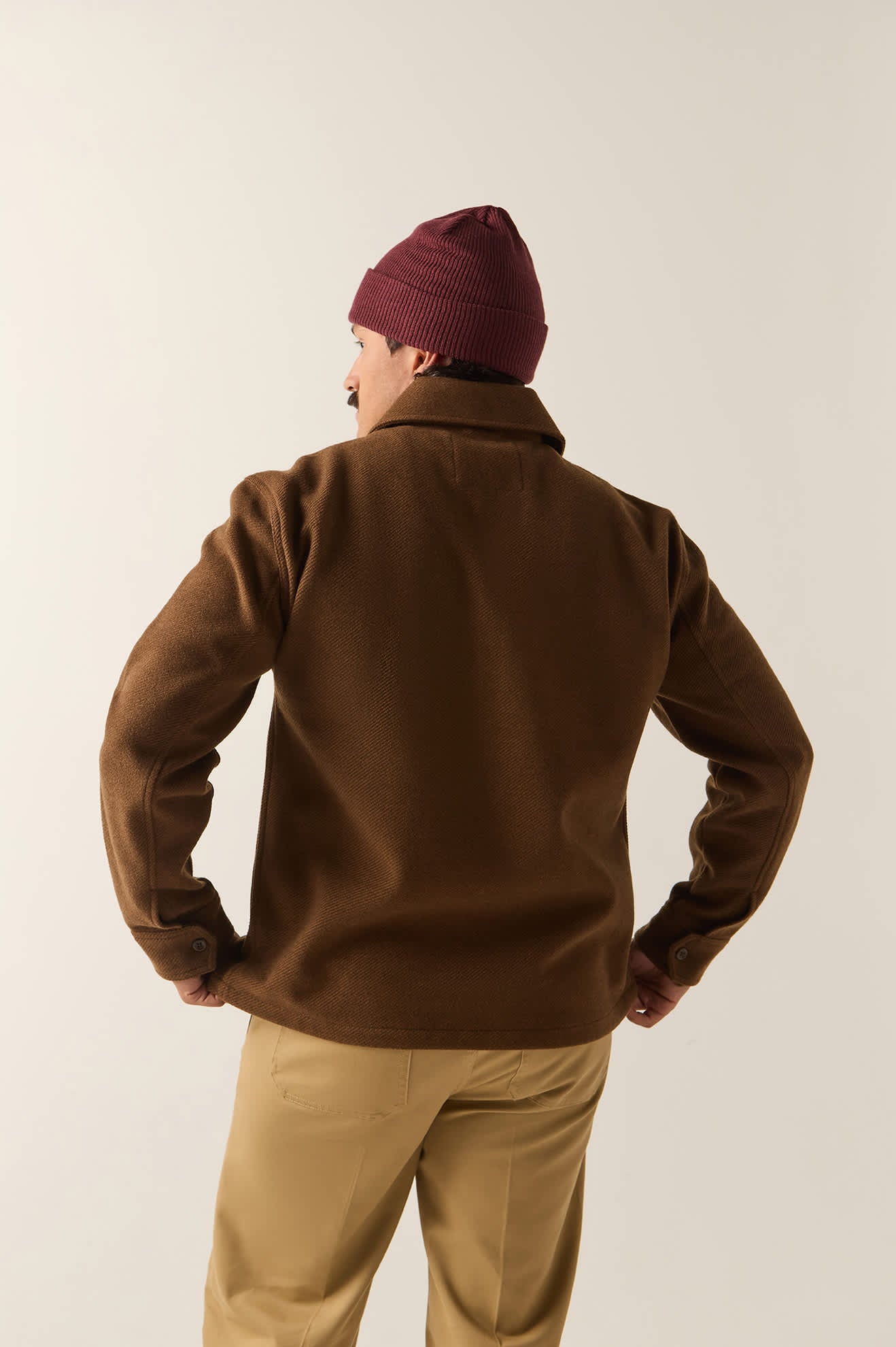 Men's Trademark Zip Flannel Jacket in the color Heathered Brown - Additional Fit image