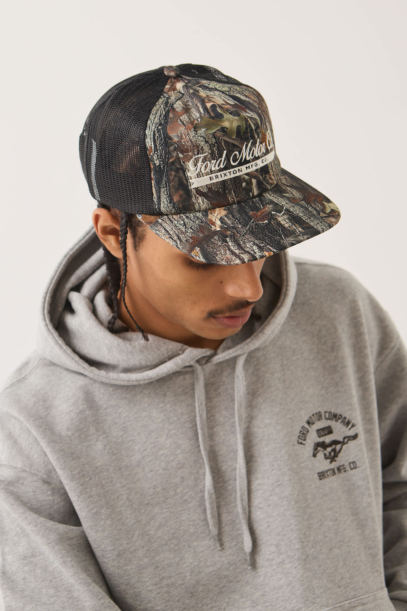 Unisex Ford X Brixton Trucker Hat in the color Boxwood Green - Additional Fit image