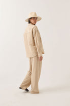 Women's Wayne Women's Shirt in the color Sand Stripe - Additional Fit image