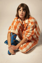 Women's Bedford Pant in the color Tangerine Gingham - Additional Fit image
