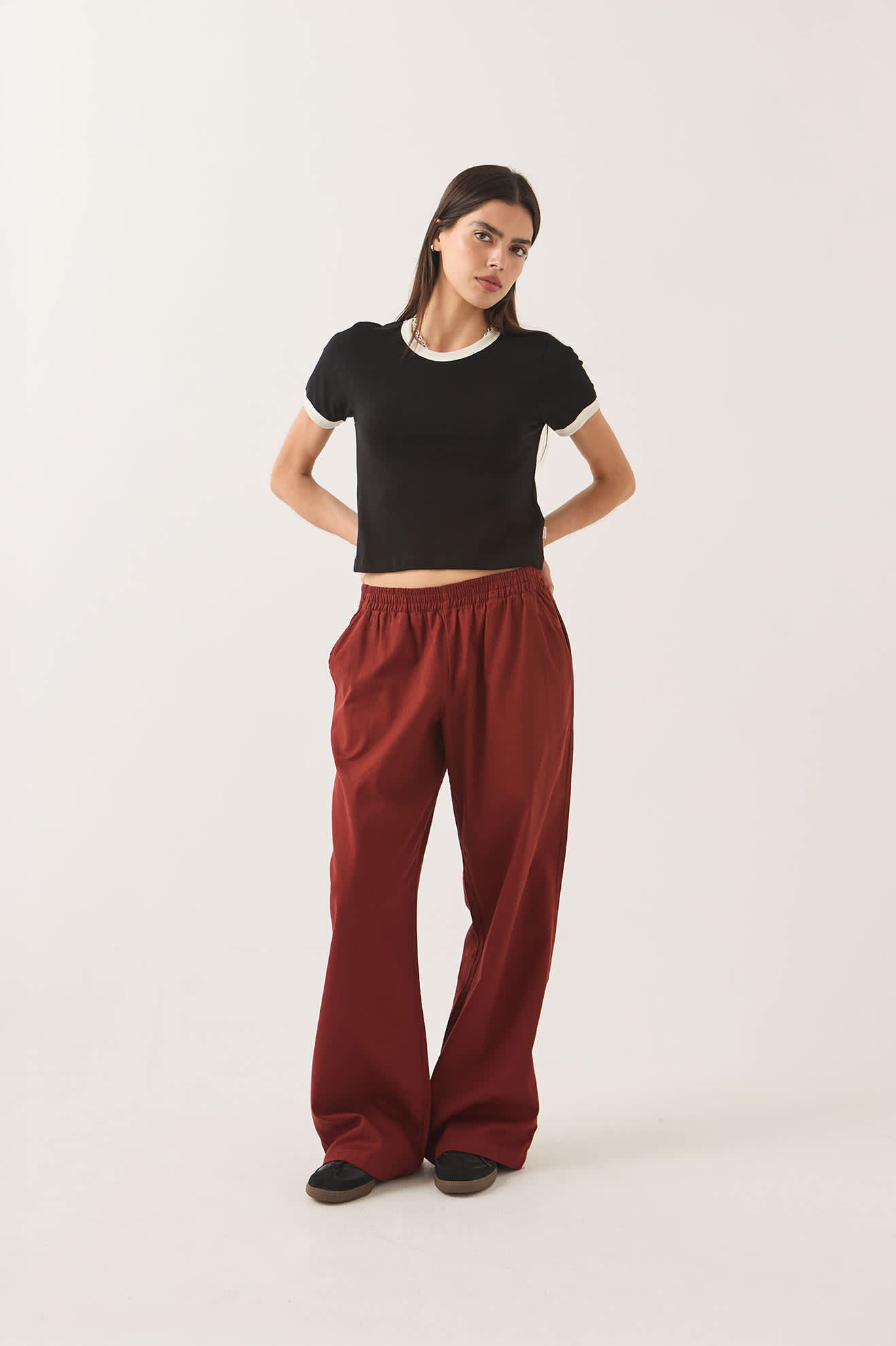 Women's Lounge Pant in the color Dark Brick - Women's Front View