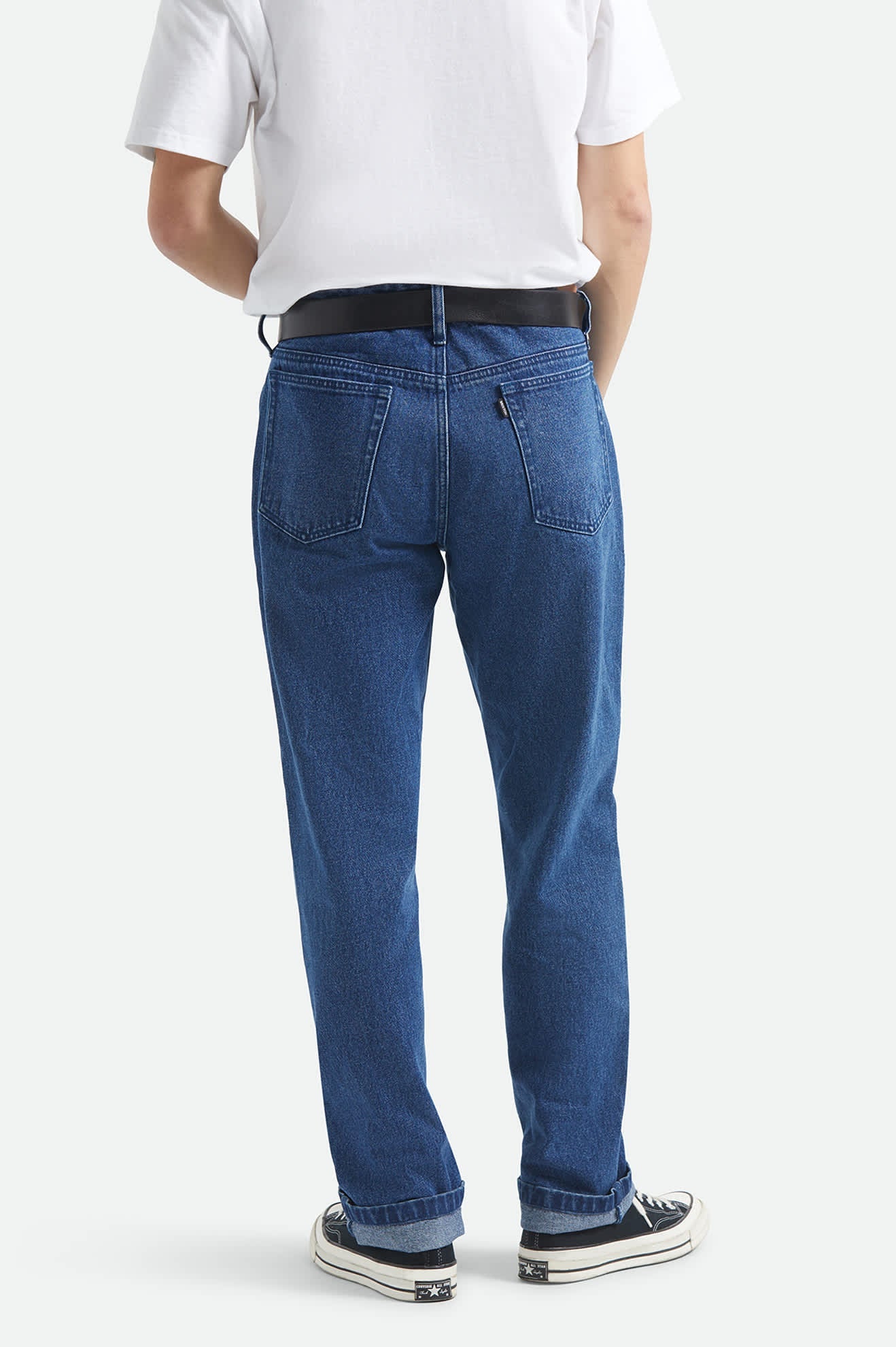 Men's Builders 5-Pocket Pant in the color Medium Wash Denim - Men's Back View
