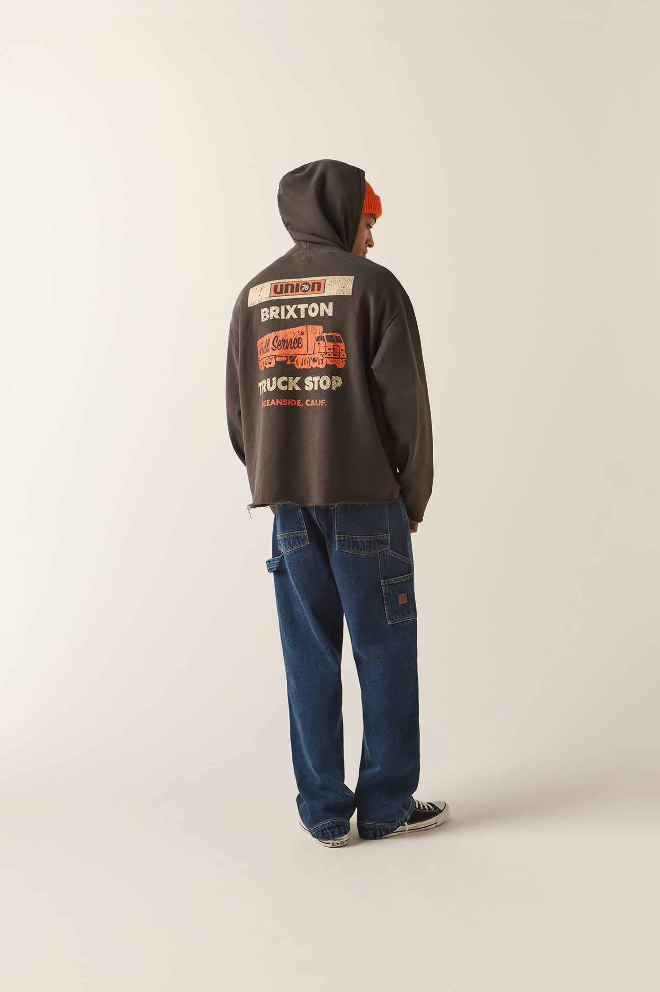 Men's 76 Chopped Hoodie in the color Washed Black - Men's Side View