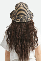 Women's Redding Packable Straw Bucket Hat in the color Black/Natural - Women's Back View