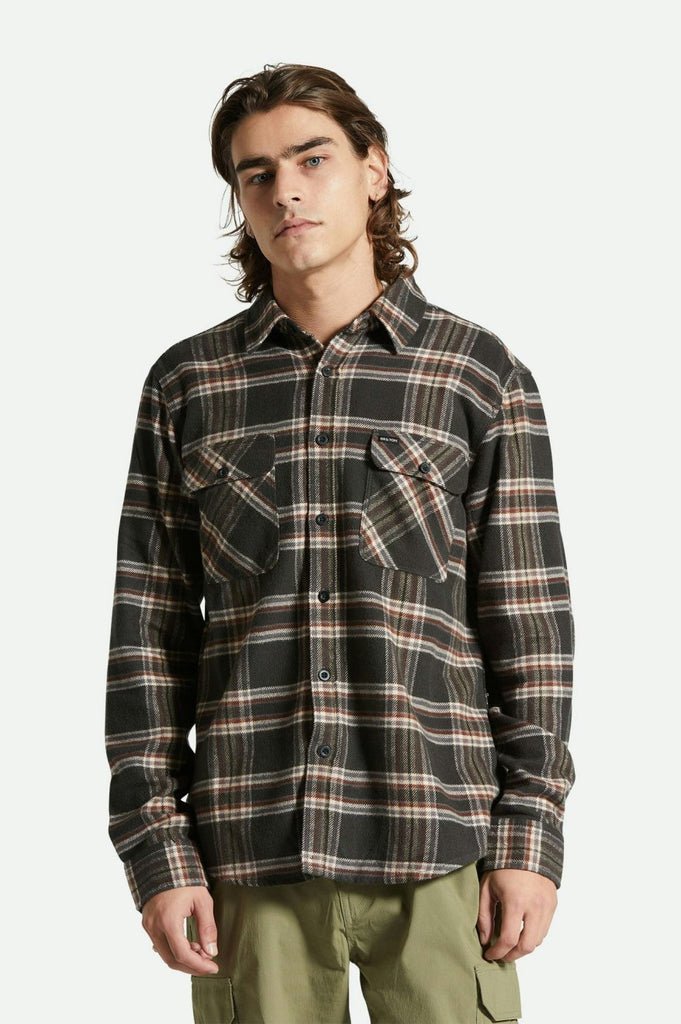 Brixton Bowery L/S Flannel - Black/Charcoal/Off White