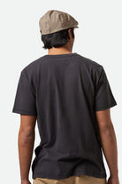 Unisex Vintage Reserve S/S Henley in the color Black Sol Wash - Men's Back View