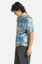 Men's Rainier X Brixton Short Sleeve Shirt in the color Blue Sky - Men's Side View