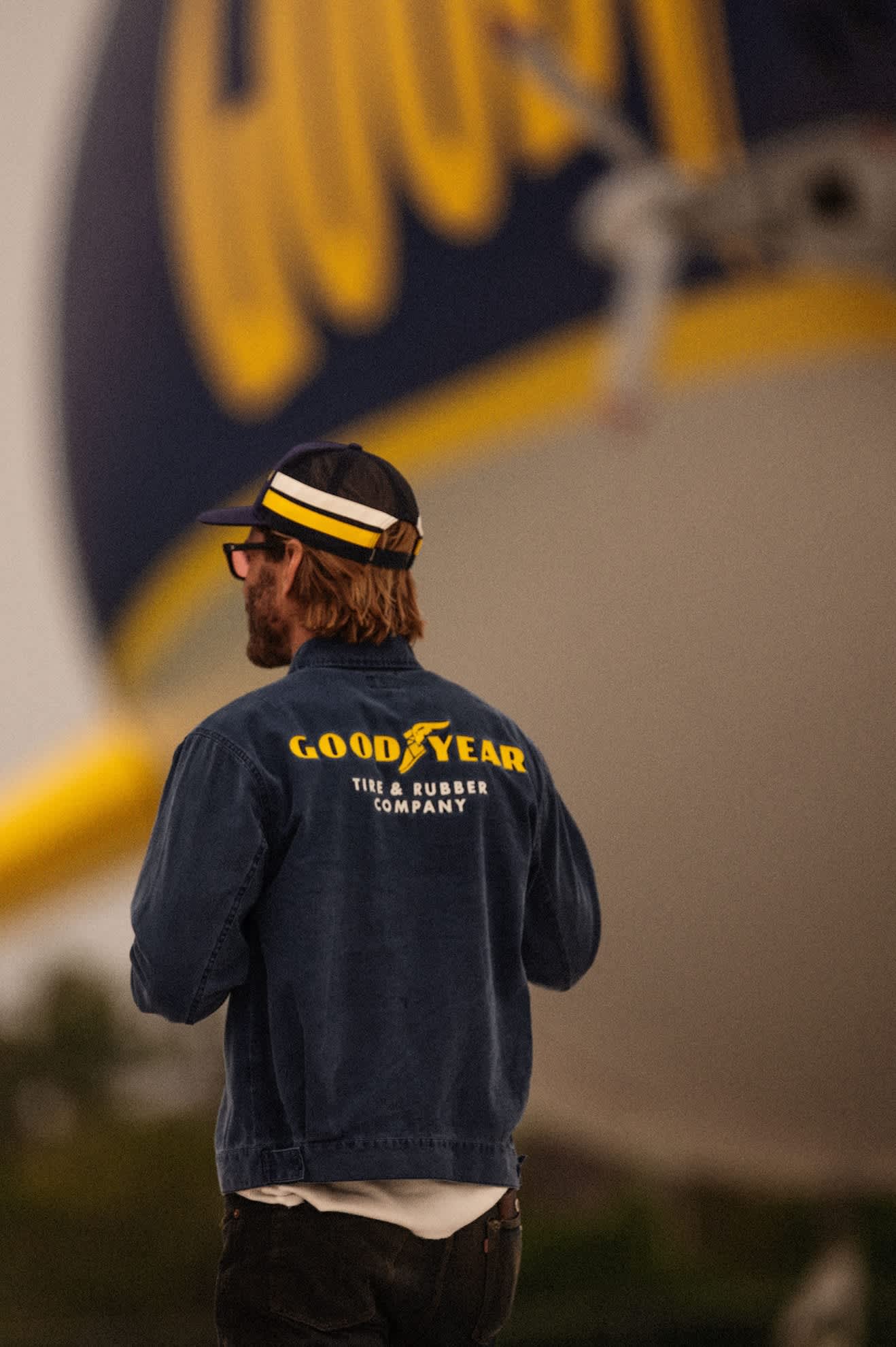 Men's Goodyear Trademark Lightweight Coaches Jacket in the color Washed Navy - Men's Lifestyle image