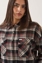 Women's Bowery Crop Women's Overshirt in the color Washed Black Plaid - Additional Fit image