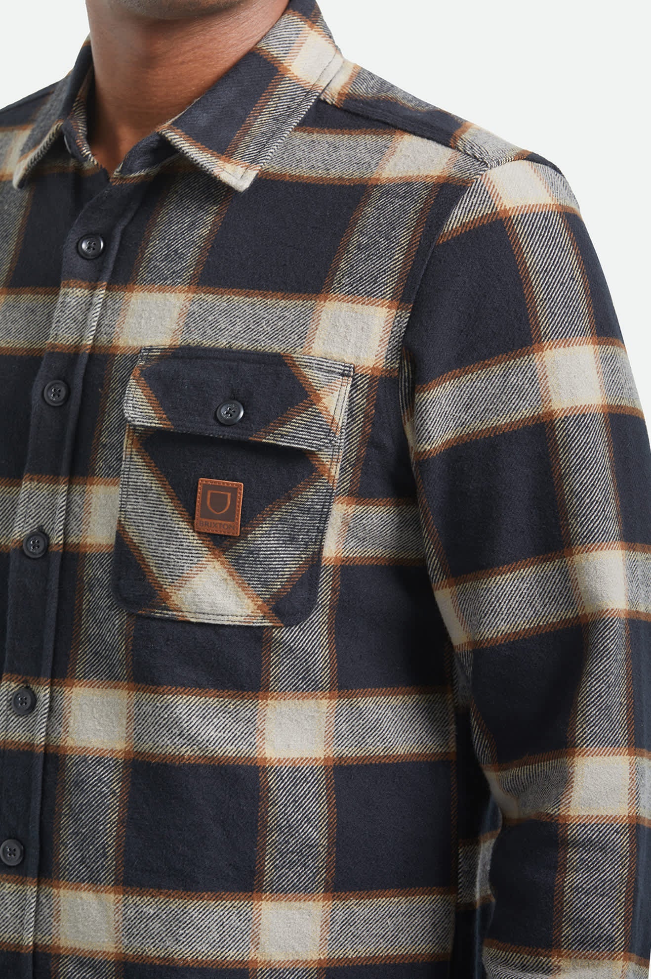 Men's Bowery Flannel in the color Black/Cream - Additional Fit image