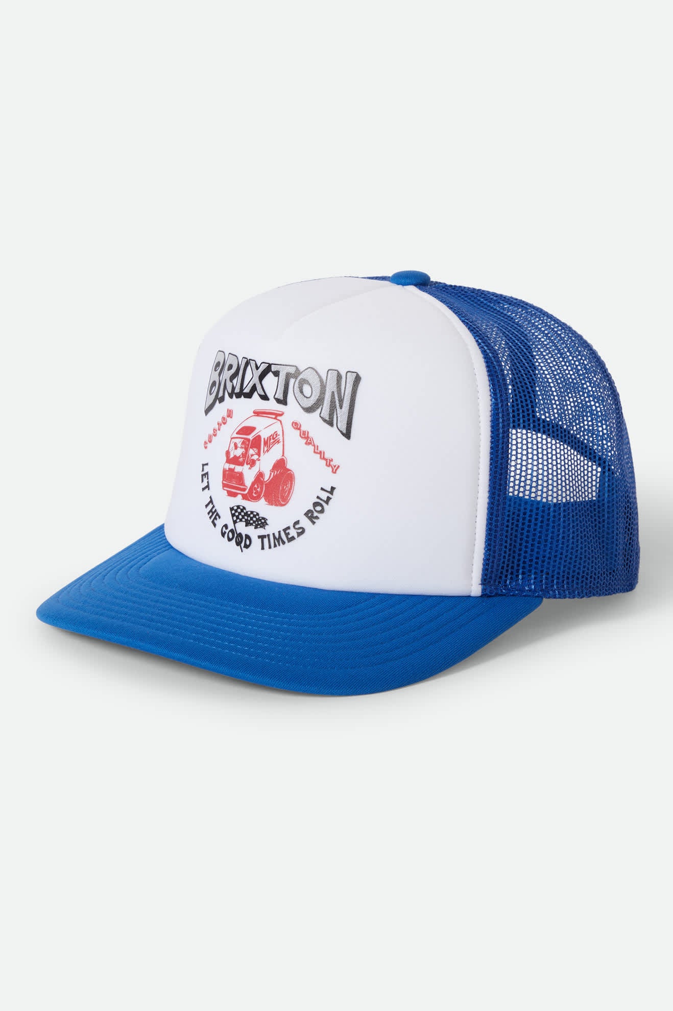 Unisex Garnet Netplus Trucker Hat in the color Royal/White/Royal - Front Product View