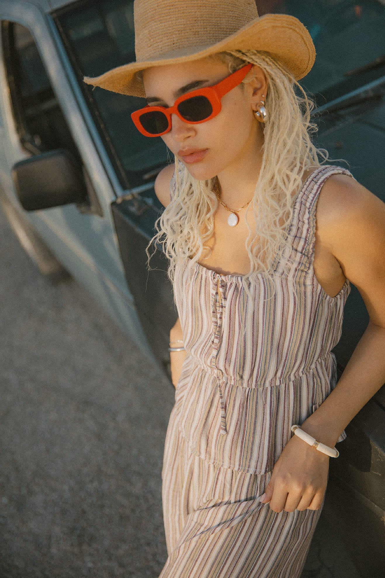 Women's The Abigail Tie Top in the color Worn In Robust Red Stripe - Women's Lifestyle image