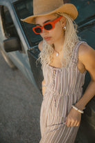 Women's The Abigail Tie Top in the color Worn In Robust Red Stripe - Women's Lifestyle image