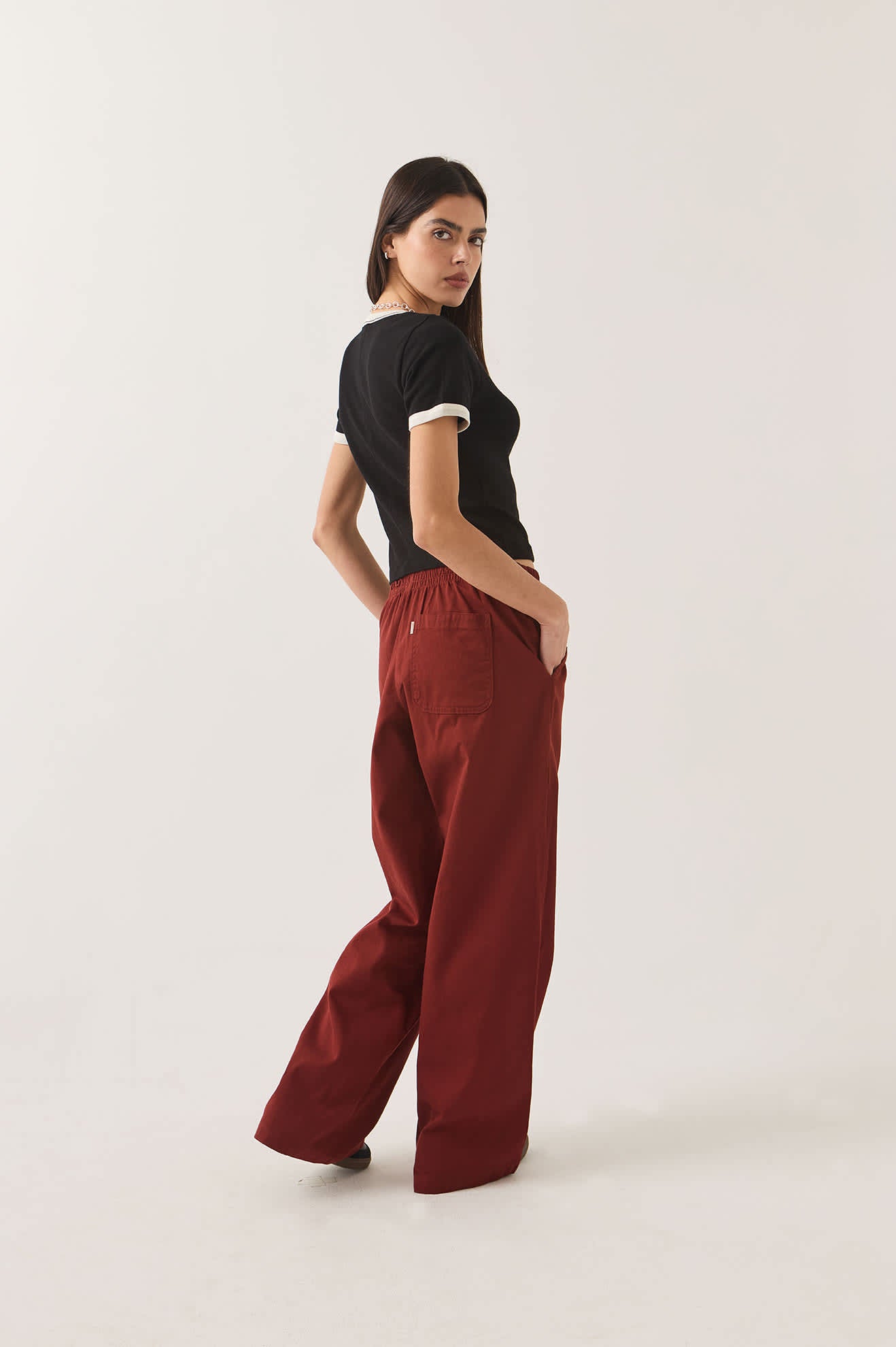 Women's Lounge Pant in the color Dark Brick - Women's Side View