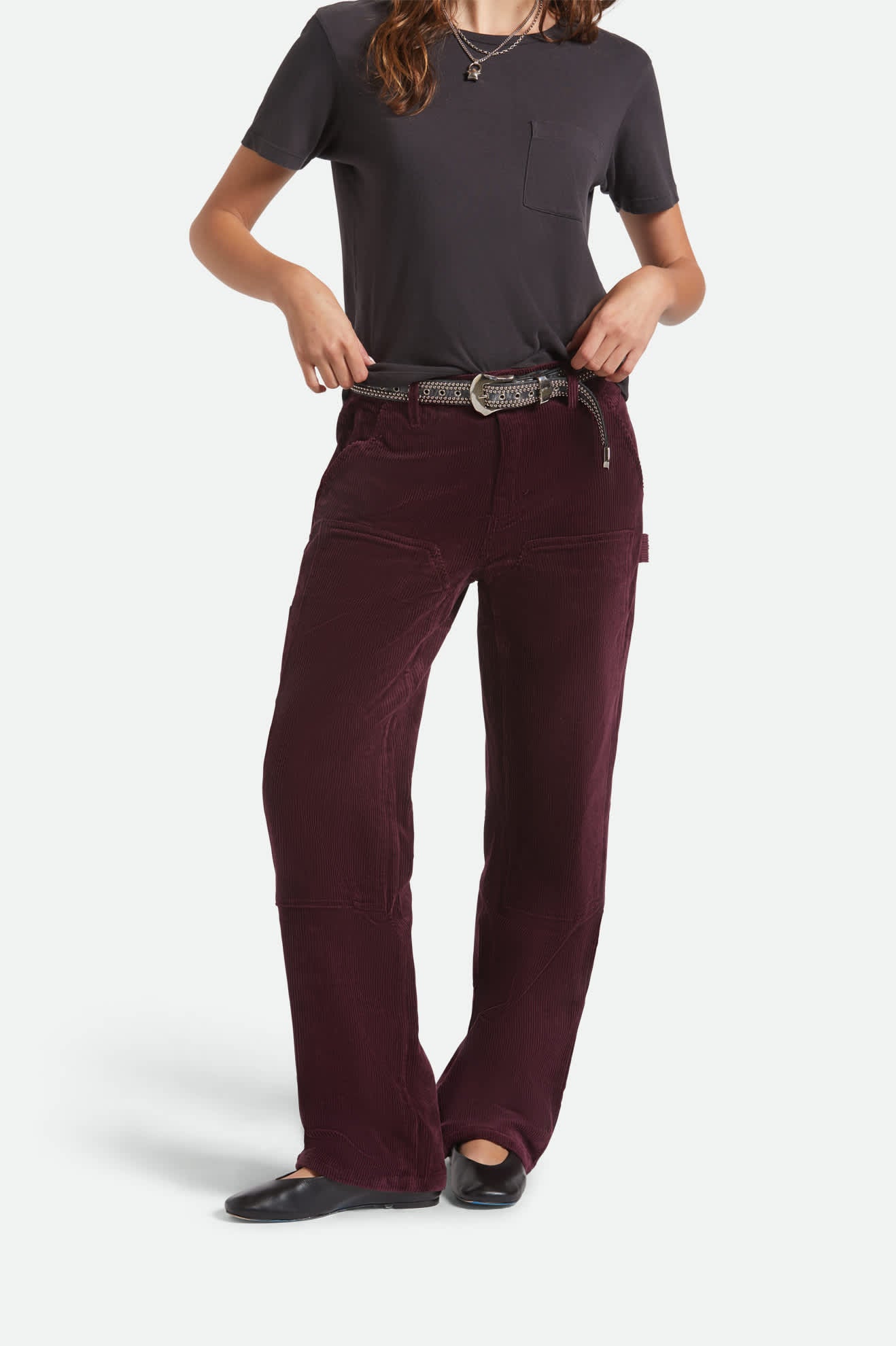 Women's Essex Patched Painter Pant in the color Port - Women's Front View