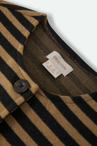 Women's The Audrey Knit Top in the color Washed Black/Khaki Stripe - Additional Laydown image