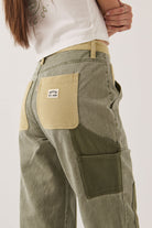 Women's Essex Patchwork Painter Pant in the color Vintage Olive Patchwork - Additional Fit image