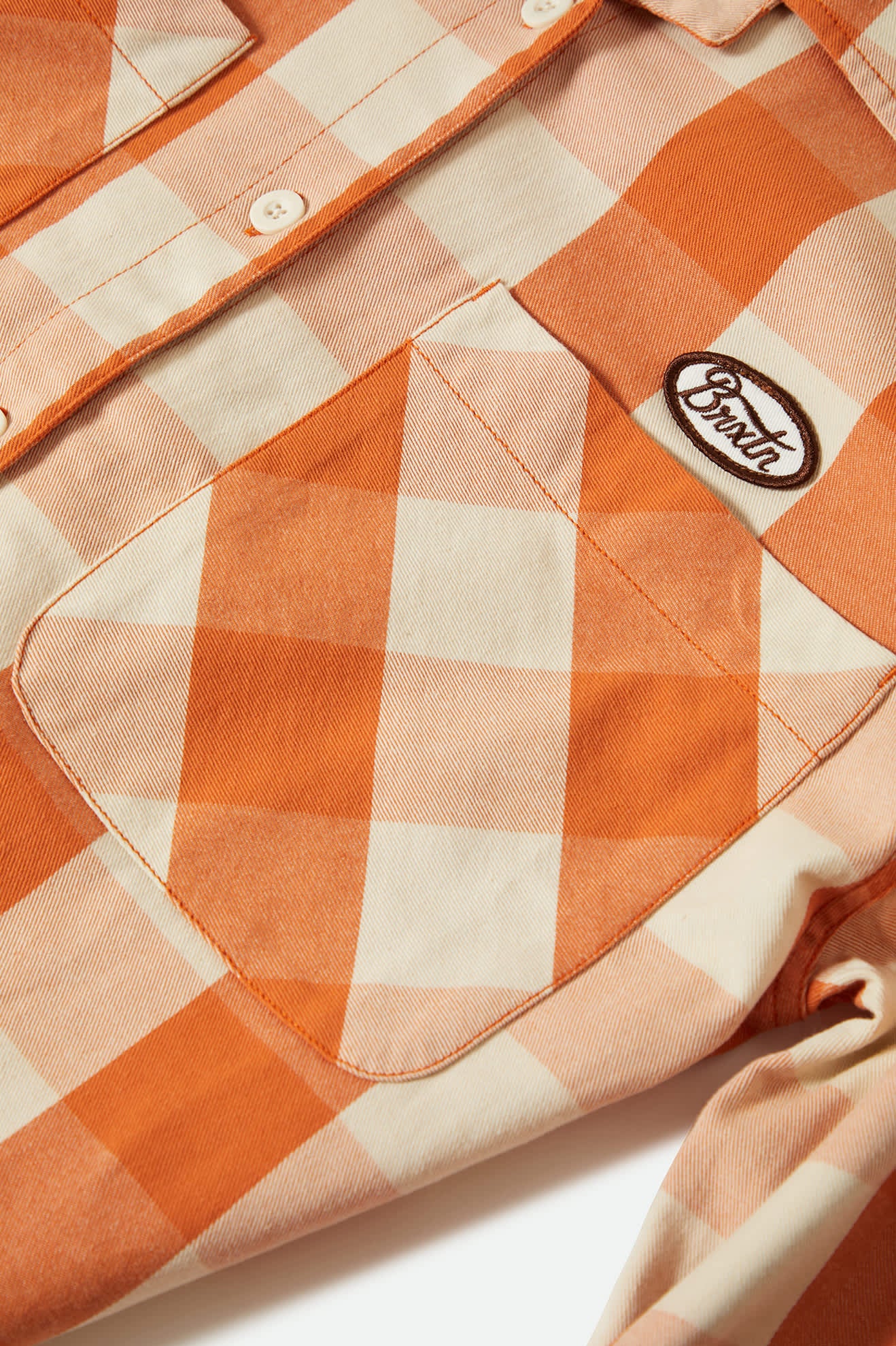 Women's Utopia L/S Overshirt in the color Tangerine Gingham - Additional Laydown image