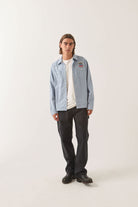 Men's Ford Service Dept Workshirt in the color Blue Chambray - Men's Front View