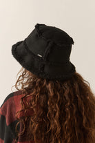 Women's Ellee Cozy Bucket Hat in the color Black Sherpa/Faux Suede - Women's Back View