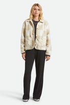 Women's Delilah Sherpa Jacket in the color White/Natural Finish Line Checker - Additional Fit image