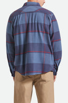 Men's Bowery Flannel in the color Bering Sea/Mood Indigo/Adrenaline Rush - Men's Back View