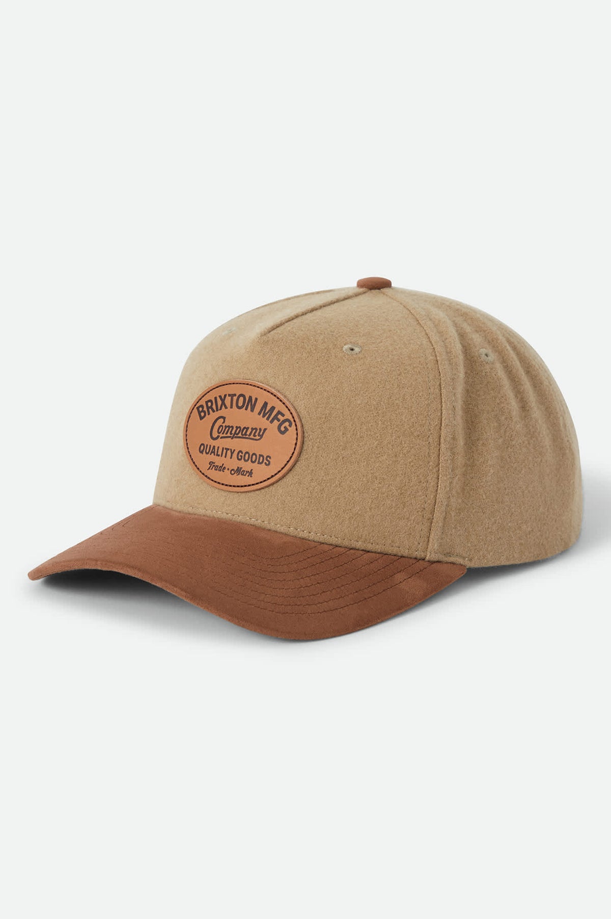 Unisex Stratton Melton Wool Snapback in the color Khaki/Brown Suede - Front Product View