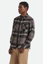 Men's Bowery L/S Flannel in the color Black/Charcoal/Pinecone - Men's Side View