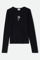 Women's La Rosa Waffle Knit Top in the color Black - Front Product View