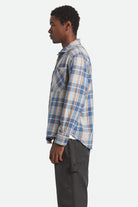 Men's Vintage Wash Flannel in the color Blue/Soft Blue/Orange - Men's Side View