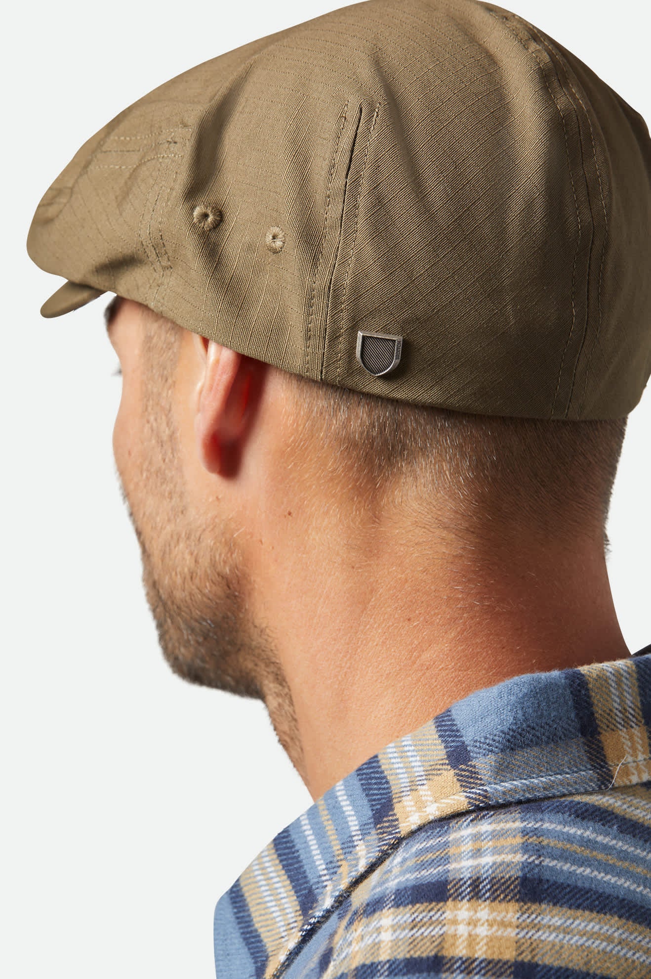 Unisex Hooligan Lightweight Flat Cap in the color Ivy Green Ripstop - Men's Back View