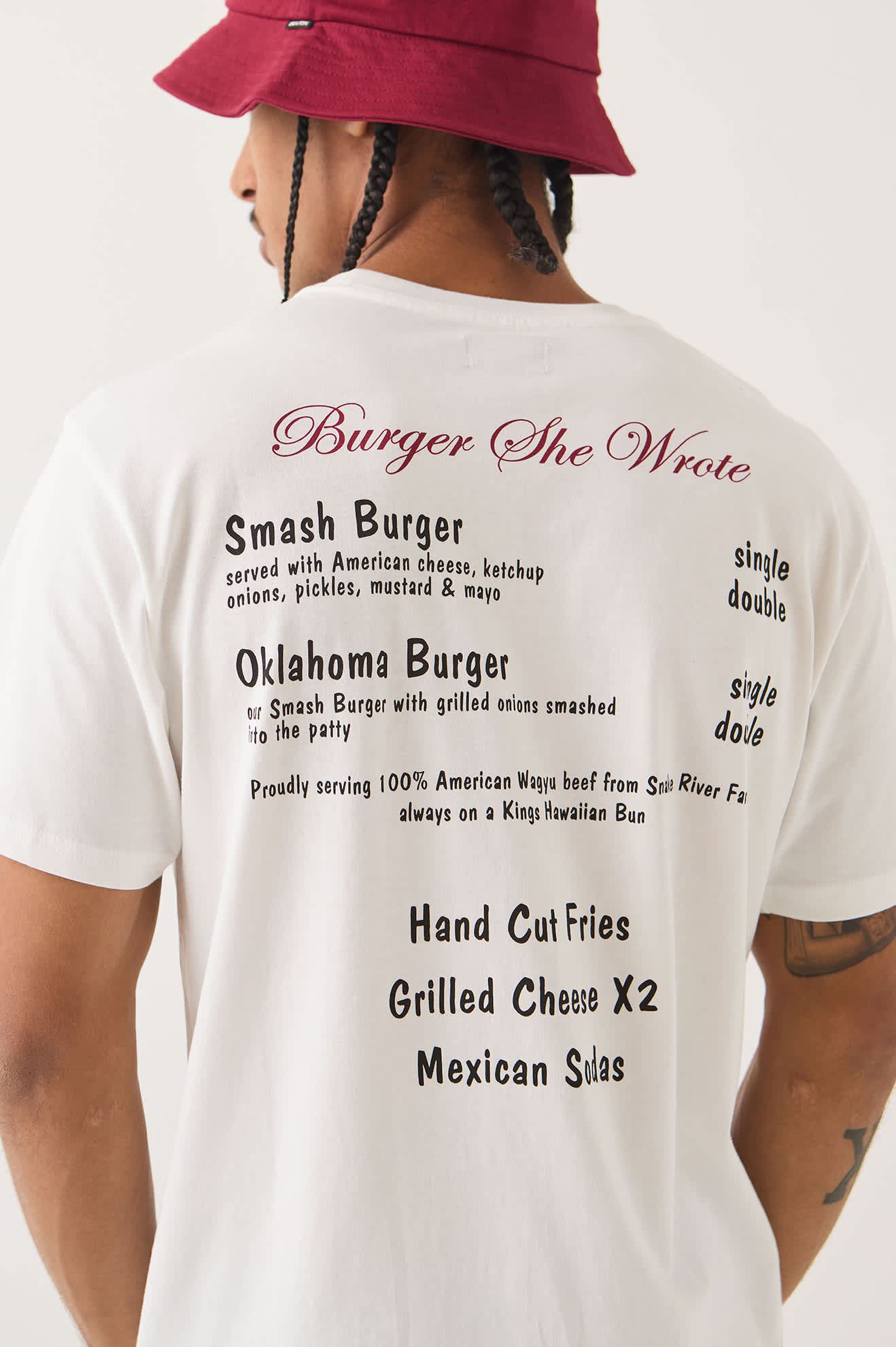 Men's Burger She Wrote Pocket T-Shirt in the color White - Additional Fit image