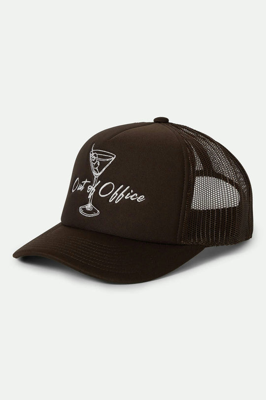 Women's Out Of Office Netplus Trucker Hat in the color Pinecone Brown/Pinecone Brown - Front Product View