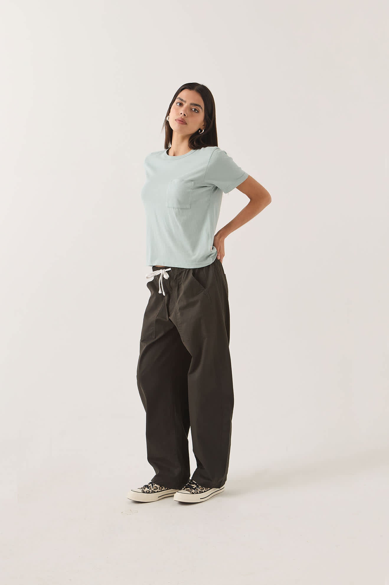 Women's Utility Everyday Barrel Pant in the color Washed Black - Women's Side View