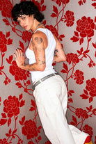 Women's Essex Painter Pant in the color Egret White - Additional Fit View