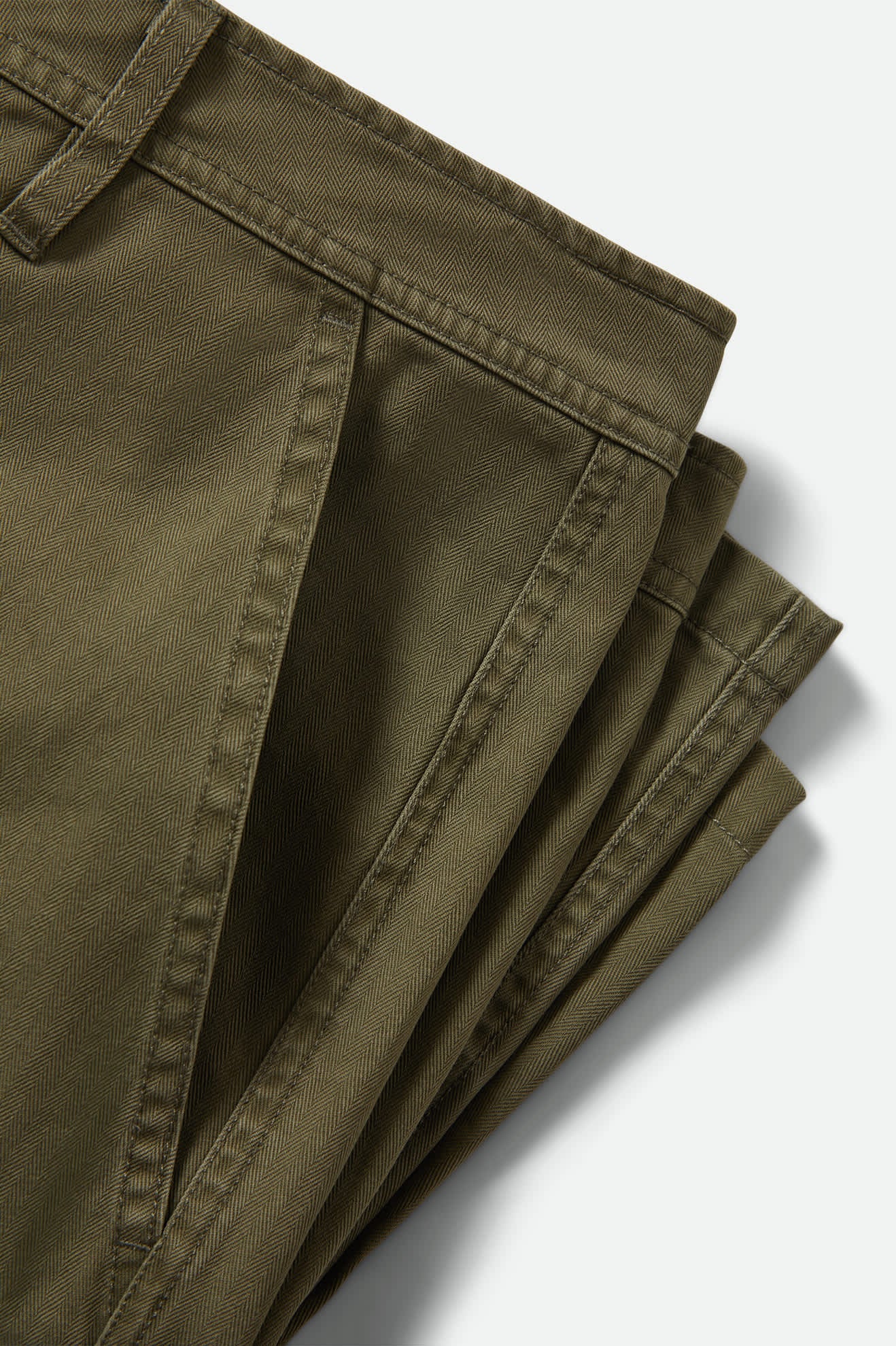Men's Surplus Vintage Wash Herringbone Short in the color Washed Olive Green - Additional Laydown image