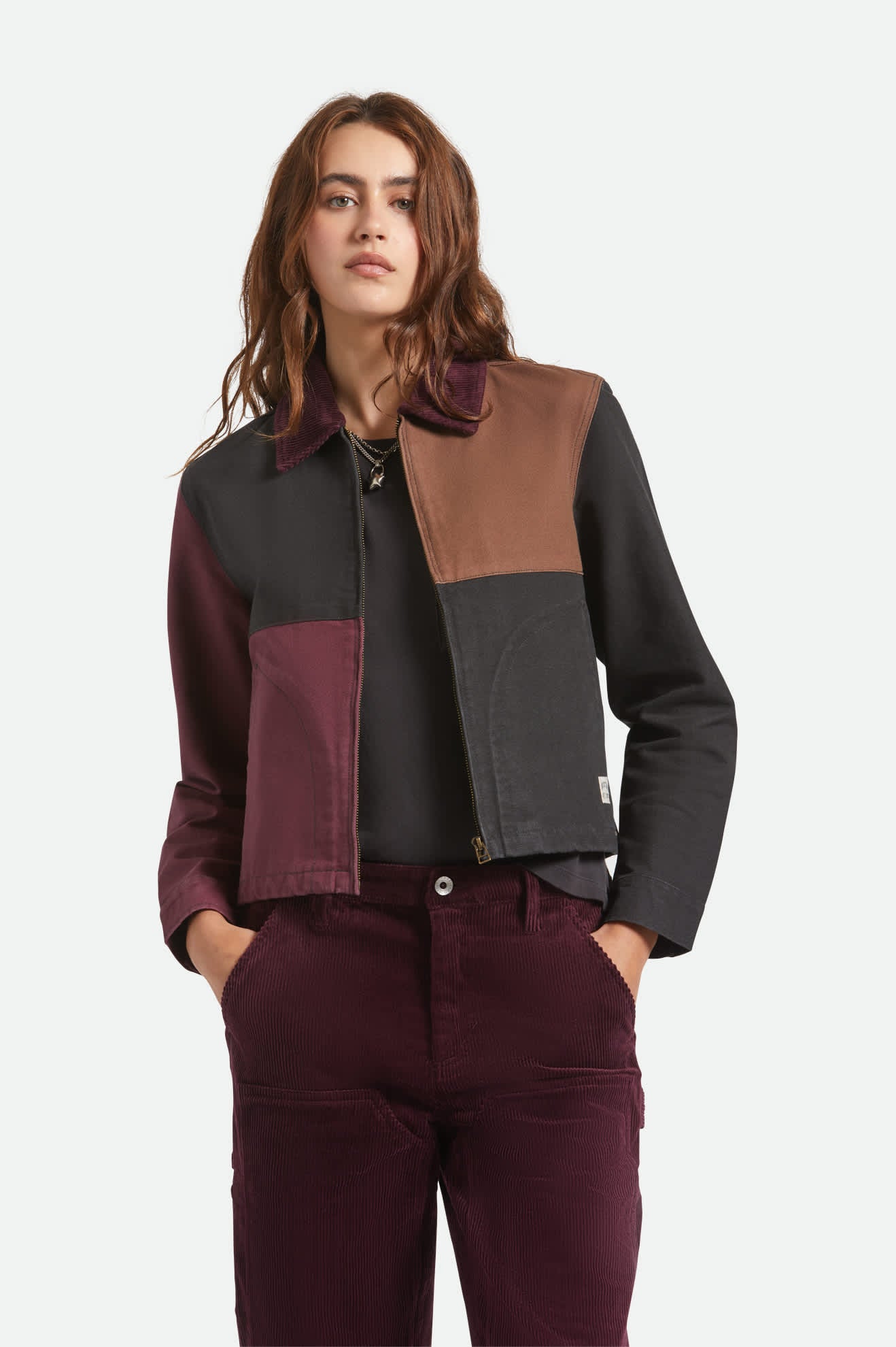 Women's Mechanic Women's Garage Jacket in the color Port/Black/Pinecone Brown - Women's Front View