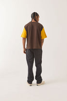 Men's Boxy Baseball T-Shirt in the color Walnut Brown/Golden Hour - Men's Back View