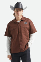 Men's Builders Olson Short Sleeve Shirt in the color Chocolate - Men's Front View