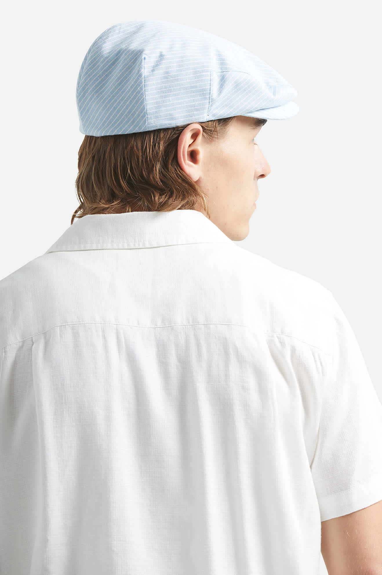 Unisex Hooligan Flat Cap in the color Light Blue/White - Additional Fit image