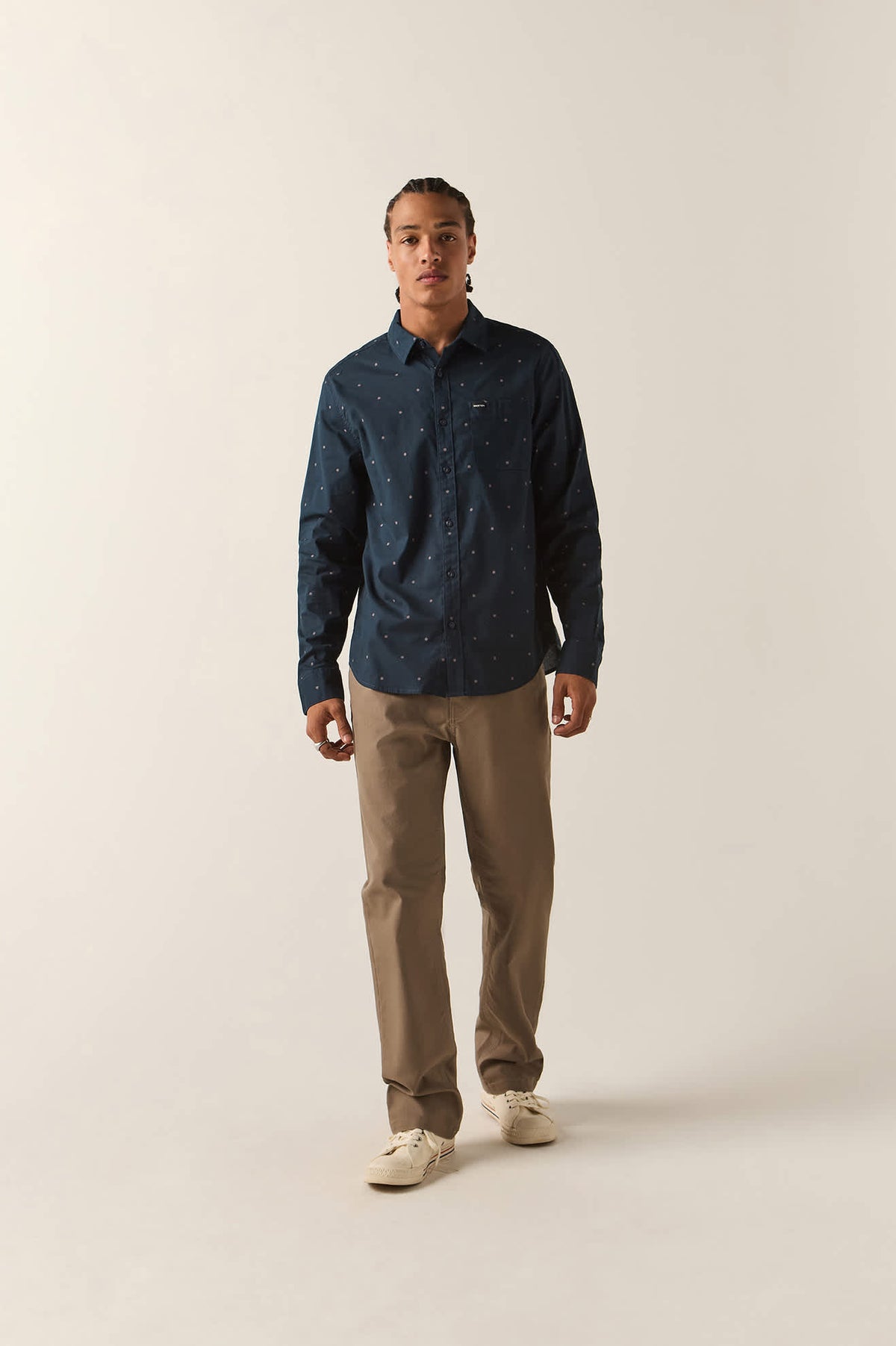 Men's Charter Print Shirt in the color Washed Navy Geo - Additional Fit image