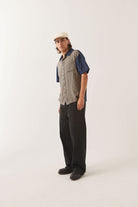 Men's Cru Shirt in the color Classic Navy Color Blocked - Men's Side View