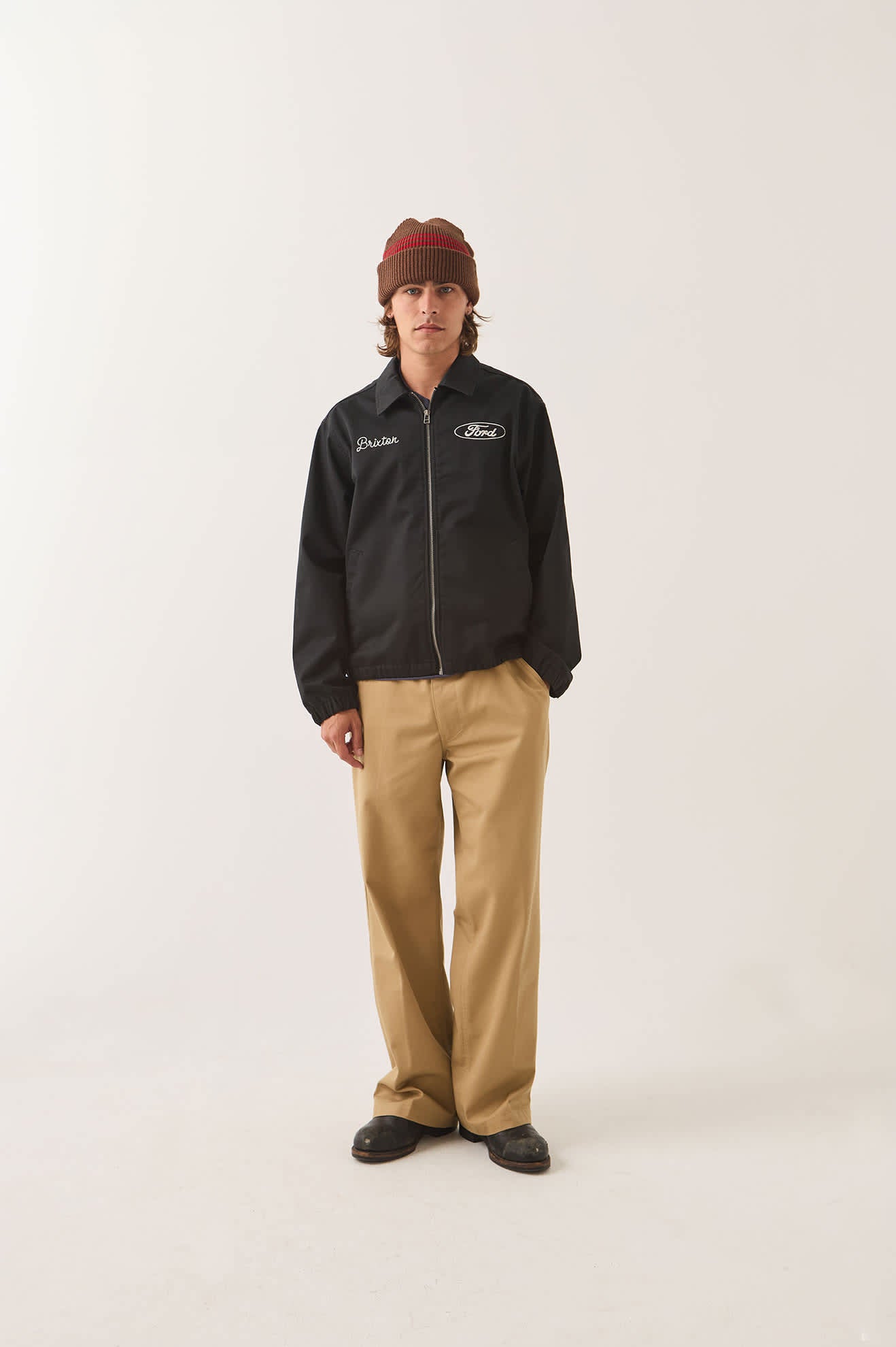 Unisex Ford Built Tough Harrington Jacket in the color Burnt Rubber - Men's Front View